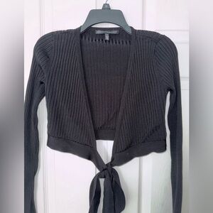 White House Black Market Cropped Ribbed Tie-Front Cardigan | EUC | Size Small